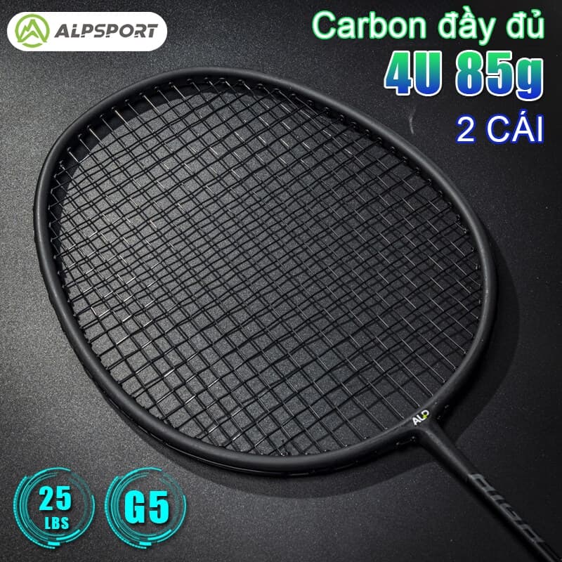Vợt Cầu Lông ALPSPORT RR 2 Cái+Túi 4U G5 Max 26LBS Thiết Kế Nguyên Bản 100% Carbon Toàn Phần Đã Căng Dây Tặng Kèm Cầu Lông Chuyên Nghiệp Tấn Công Màu Đen ALP RR