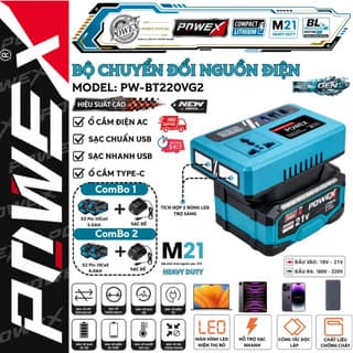 Bộ chuyển đổi điện POWEX PW-BT220XR-G2 – DC sang AC 110–220V, inverter nhỏ gọn đa dụng hiệu suất cao