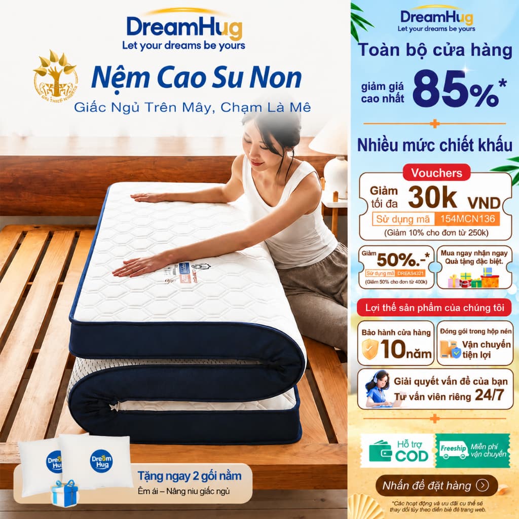 DreamHug NỆM CAO SU NON ĐÀN HỒI TỐT 9CM - NỆM NGỦ GIA ĐÌNH/PHÒNG NGỦ/ VĂN PHÒNG Latex Sponge